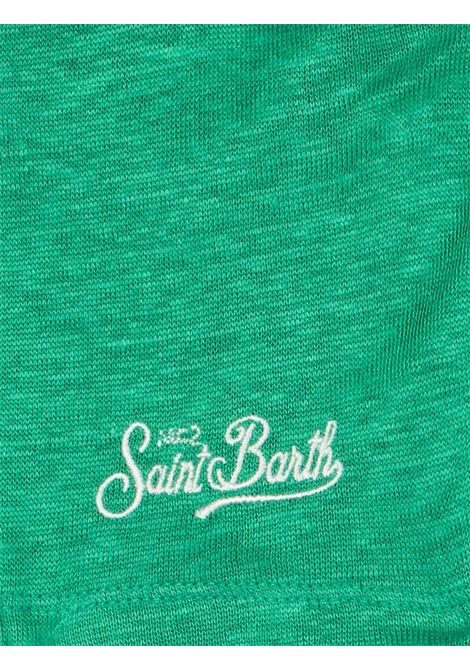 T-shirt in lino con logo SAINT BARTH | ALE0001 ALEX00287F 57 GREEN